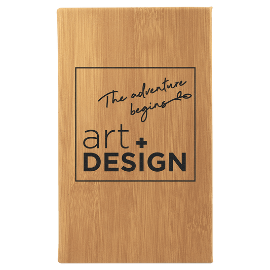 5 1/4" x 8 1/4" Bamboo Laserable Leatherette Sketch Book with Unlined Notepad (Sold by Case of 4)