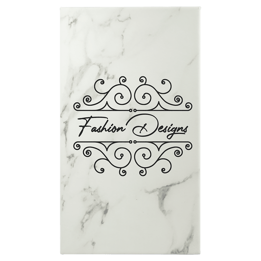 5 1/4" x 8 1/4" White Marble Laserable Leatherette Sketch Book with Unlined Notepad (Sold by Case of 4)