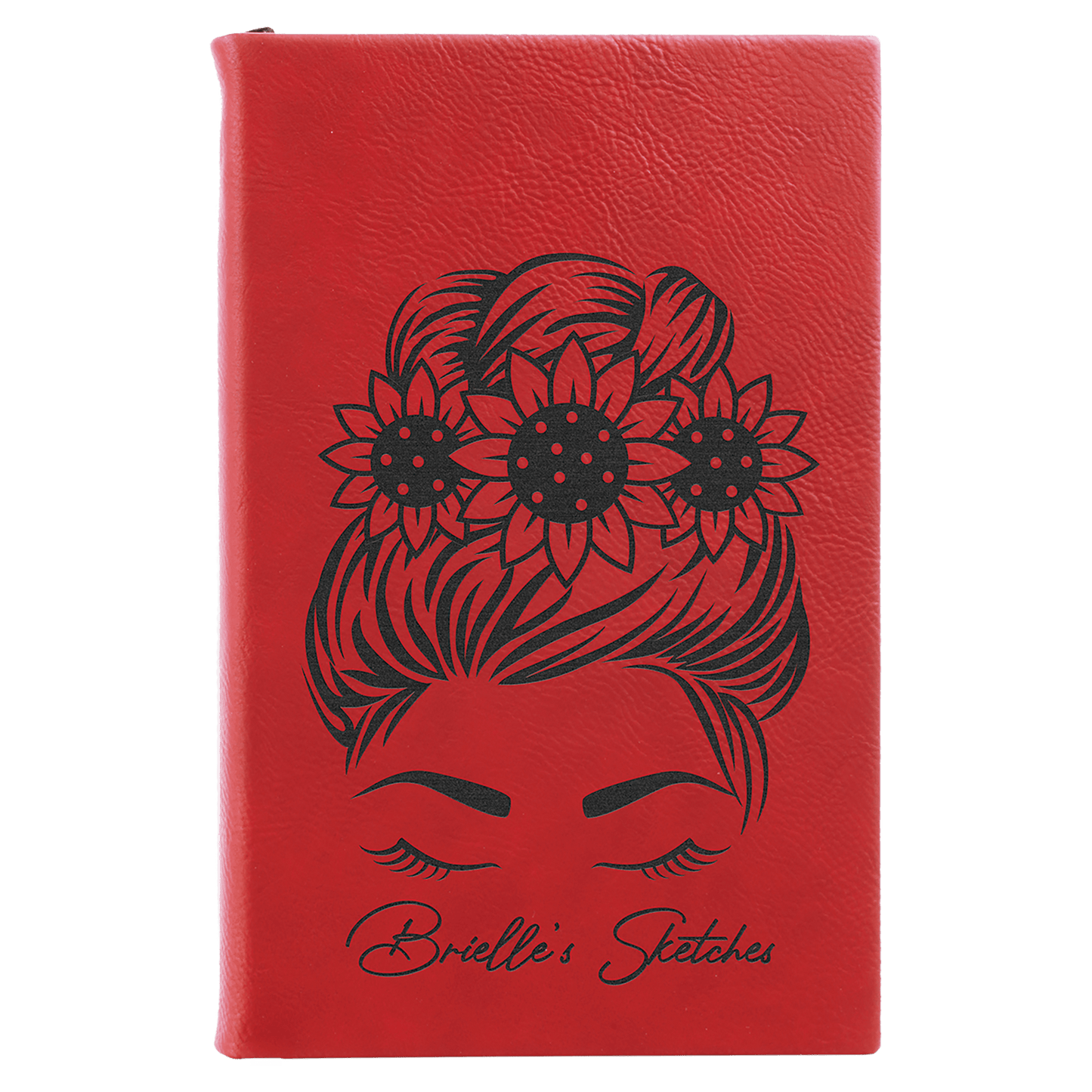 5 1/4" x 8 1/4" Red Laserable Leatherette Sketch Book with Unlined Notepad (Sold by Case of 4)