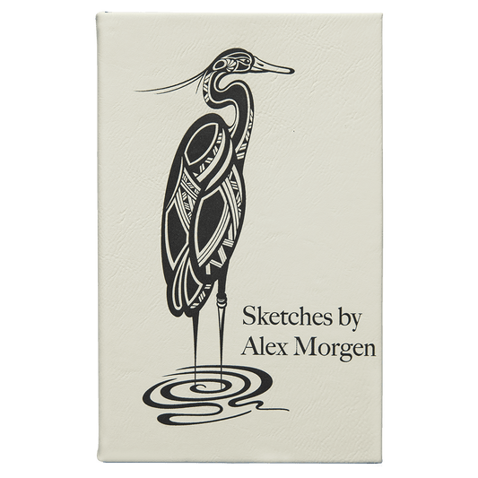 5 1/4" x 8 1/4" White Laserable Leatherette Sketch Book with Unlined Notepad (Sold by Case of 4)