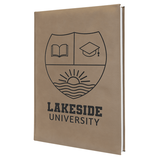 7" x 9 3/4" Light Brown Laserable Leatherette Journal with Lined Notepad (Sold by Case of 4)