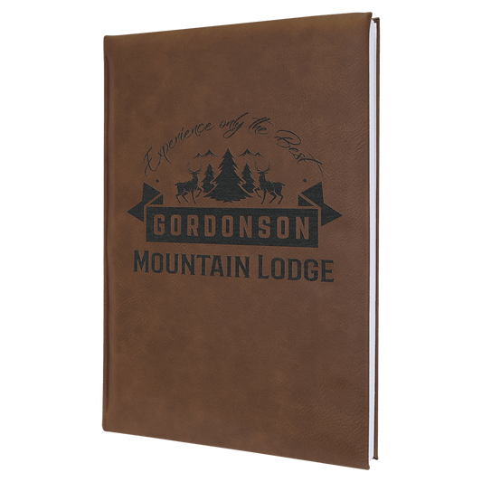 7" x 9 3/4" Dark Brown Laserable Leatherette Journal with Lined Notepad (Sold by Case of 4)