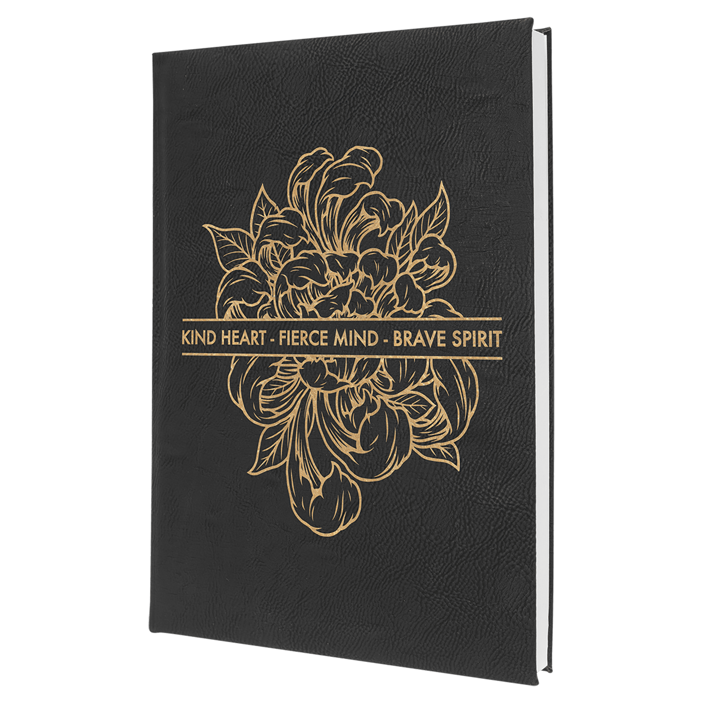 7" x 9 3/4" Black/Gold Laserable Leatherette Journal with Lined Notepad (Sold by Case of 4)
