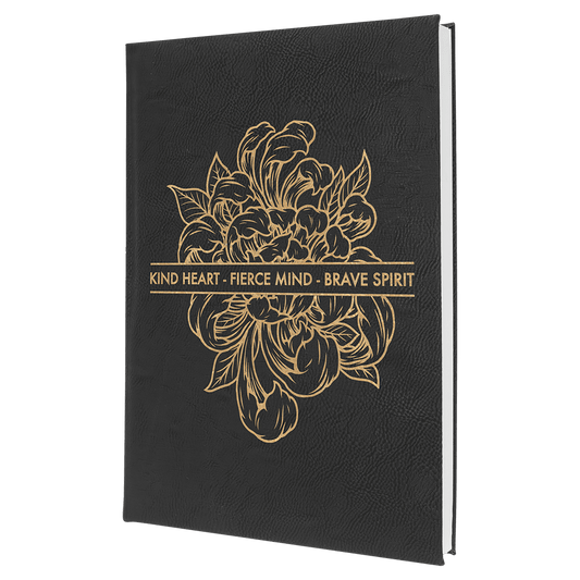 7" x 9 3/4" Black/Gold Laserable Leatherette Journal with Lined Notepad (Sold by Case of 4)