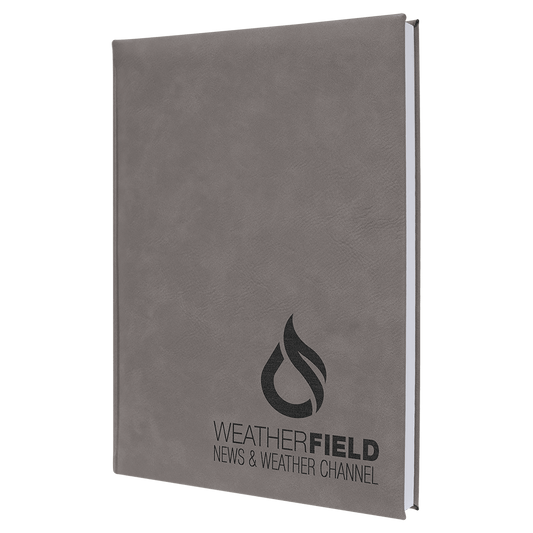 7" x 9 3/4" Gray Laserable Leatherette Journal with Lined Notepad (Sold by Case of 4)