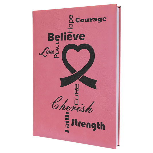 7" x 9 3/4" Pink Laserable Leatherette Journal with Lined Notepad (Sold by Case of 4)