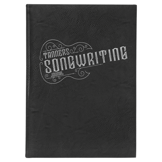 7" x 9 3/4" Black/Silver Laserable Leatherette Journal with Lined Notepad (Sold by Case of 4)