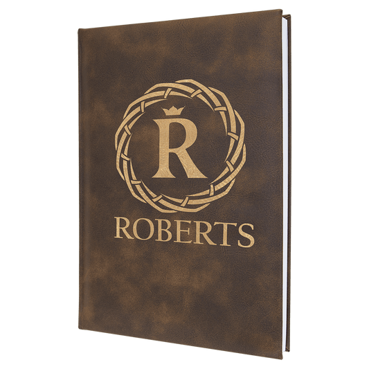 7" x 9 3/4" Rustic/Gold Laserable Leatherette Journal with Lined Notepad (Sold by Case of 4)