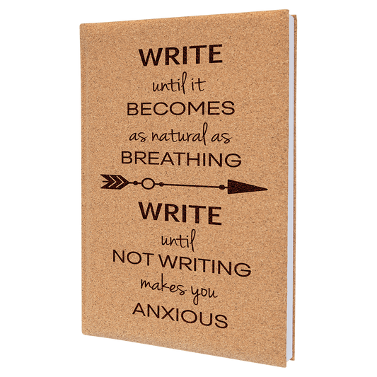 7" x 9 3/4" Cork Laserable Leatherette Journal with Lined Notepad (Sold by Case of 4)