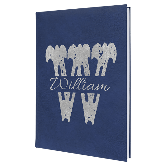 7" x 9 3/4" Blue/Silver Laserable Leatherette Journal with Lined Notepad (Sold by Case of 4)