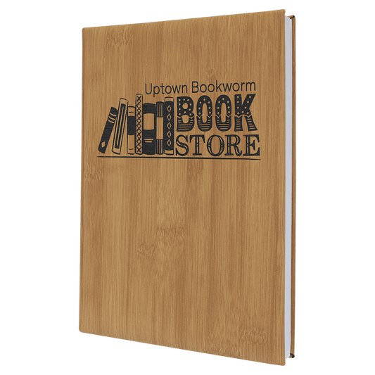 7" x 9 3/4" Bamboo Laserable Leatherette Journal with Lined Notepad (Sold by Case of 4)