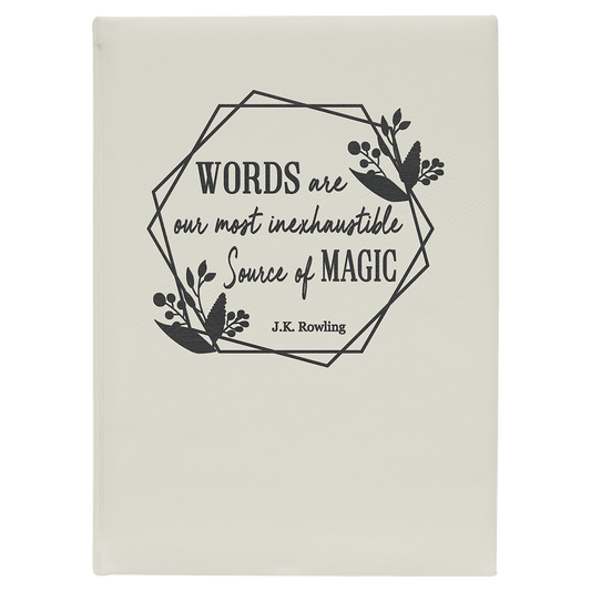 7" x 9 3/4" White/Black Laserable Leatherette Journal with Lined Notepad (Sold by Case of 4)