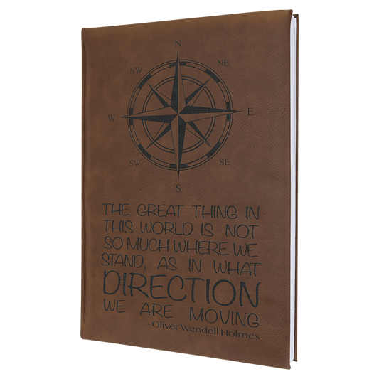 7" x 9 3/4" Dark Brown Laserable Leatherette Sketch Book with Unlined Notepad (Sold by Case of 4)