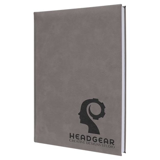 7" x 9 3/4" Gray Laserable Leatherette Sketch Book with Unlined Notepad (Sold by Case of 4)