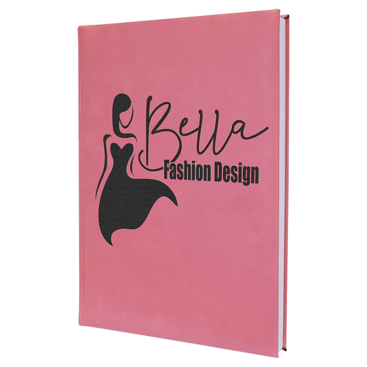 7" x 9 3/4" Pink Laserable Leatherette Sketch Book with Unlined Notepad (Sold by Case of 4)
