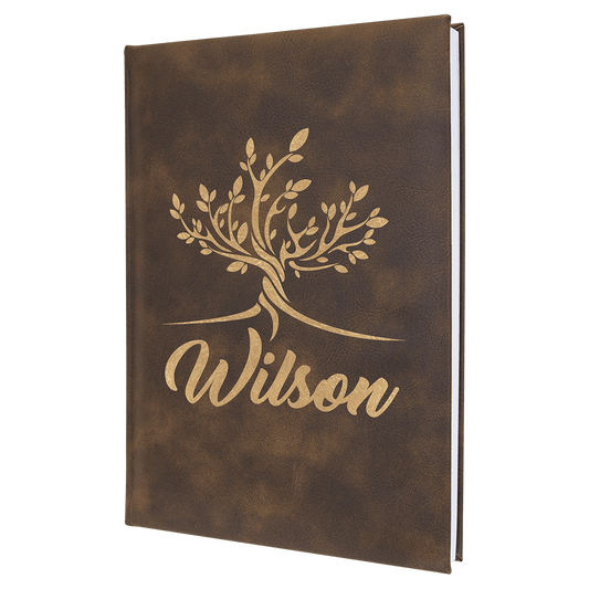7" x 9 3/4" Rustic/Gold Laserable Leatherette Sketch Book with Unlined Note pad (Sold by Case of 4)
