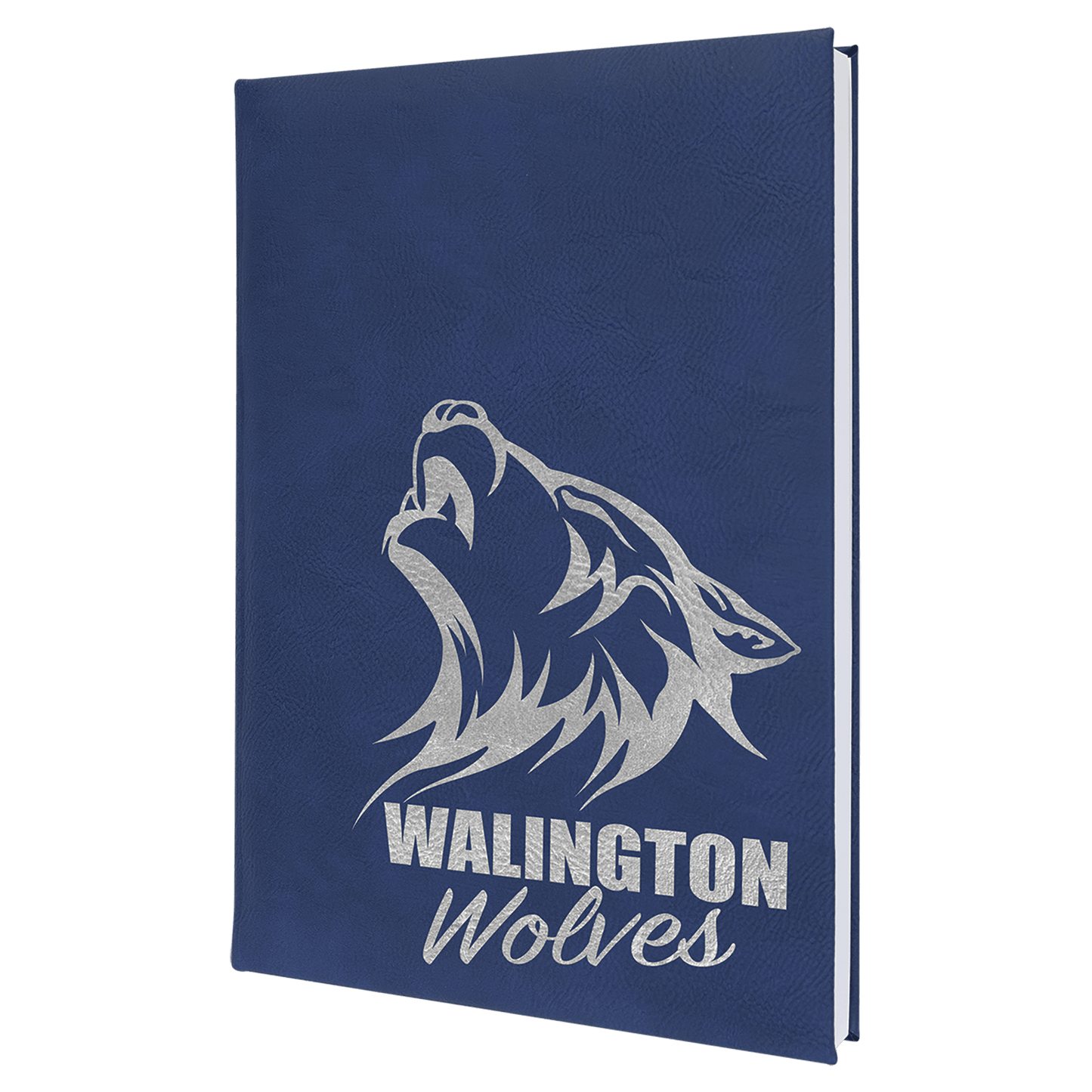 7" x 9 3/4" Blue/Silver Laserable Leatherette Sketch Book with Unlined Notepad (Sold by Case of 4)