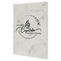 7" x 9 3/4" White Marble Laserable Leatherette Sketch Book with Unlined Notepad (Sold by Case of 4)