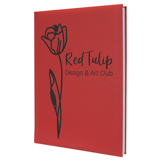 7" x 9 3/4" Red Laserable Leatherette Sketch Book with Unlined Notepad (Sold by Case of 4)