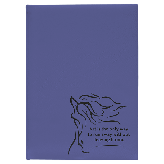 7" x 9 3/4" Purple Laserable Leatherette Sketch Book with Unlined Notepad (Sold by Case of 4)