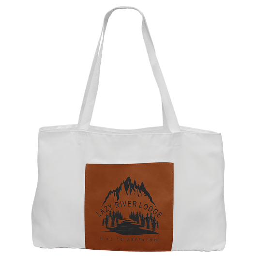 19" x 12" White Bag with 5" Rawhide Laserable Leatherette Gusset (Sold by Case of 10)