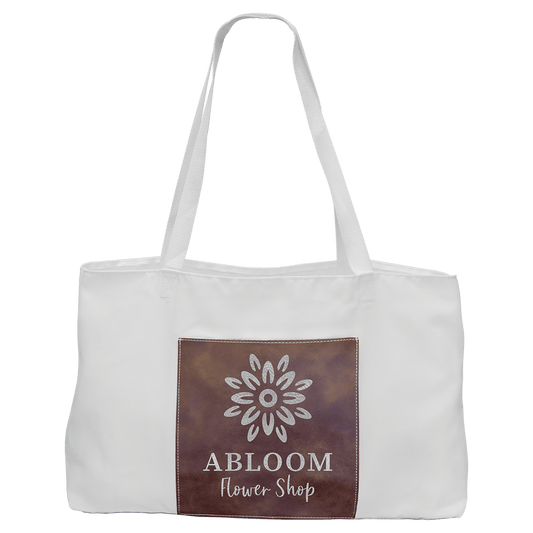 19" x 12" White Bag with 5" Rustic/Silver Laserable Leatherette Gusset (Sold by Case of 10)