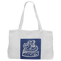 19" x 12" White Bag with 5" Blue/Silver Laserable Leatherette Gusset (Sold by Case of 10)