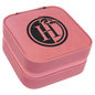 4" X 4" Pink Laserable Leatherette Travel Jewelry Box with Tan Lining (Sold by Case of 6)