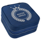 4" X 4" Blue/Silver Leatherette Travel Jewelry Box with Tan Lining (Sold by Case of 6)