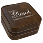 4" X 4" Rustic/Silver Leatherette Travel Jewelry Box with Tan Lining (Sold by Case of 6)