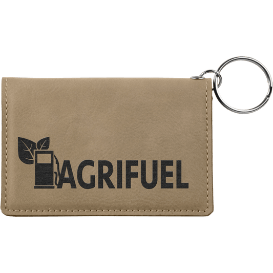 4 1/4" x 3" Light Brown Laserable Leatherette Keychain ID Holder (Sold by Case of 10)