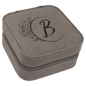 4" X 4" Gray Laserable Leatherette Travel Jewelry Box with Black Lining (Sold by Case of 6)