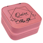 4" X 4" Pink Laserable Leatherette Travel Jewelry Box with Black Lining (Sold by Case of 6)