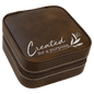 4" X 4" Rustic/Silver Laserable Leatherette Travel Jewelry Box with Black Lining (Sold by Case of 6)