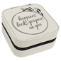 4" X 4" White/Black Laserable Leatherette Travel Jewelry Box with Black Lining (Sold by Case of 6)