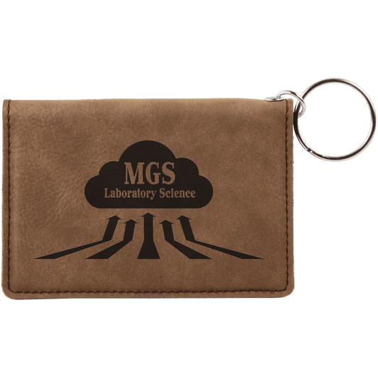 4 1/4" x 3" Dark Brown Laserable Leatherette Keychain ID Holder (Sold by Case of 10)