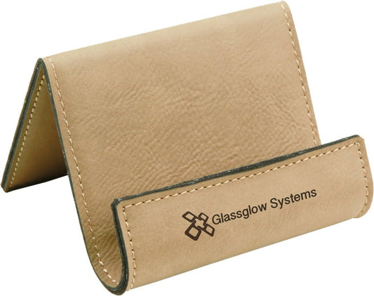 3 1/2" x 2 1/2" Light Brown Laserable Leatherette Holder Easel (Sold by Case of 6)