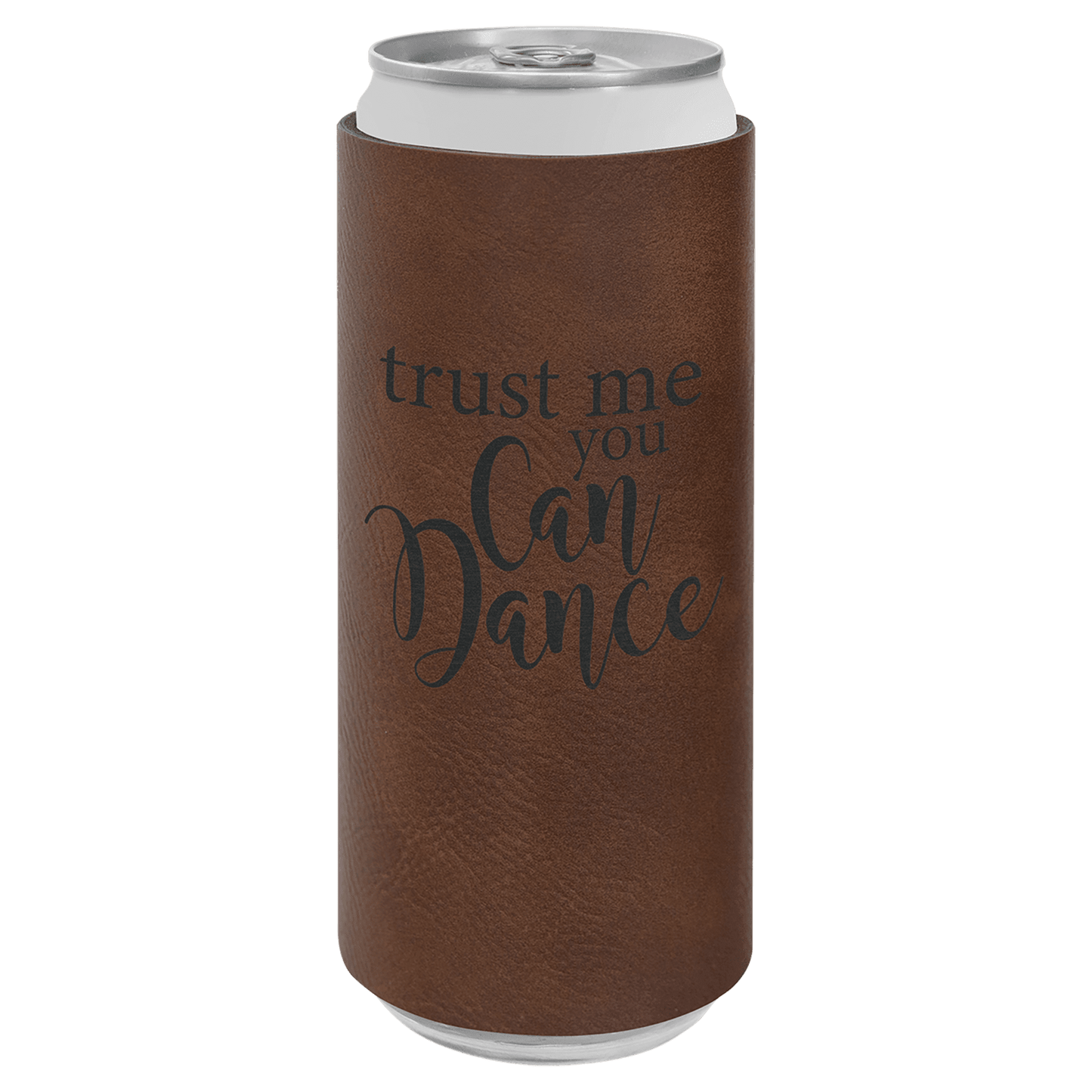 Dark Brown Laserable Leatherette Slim Beverage Holder (Sold by Case of 25)