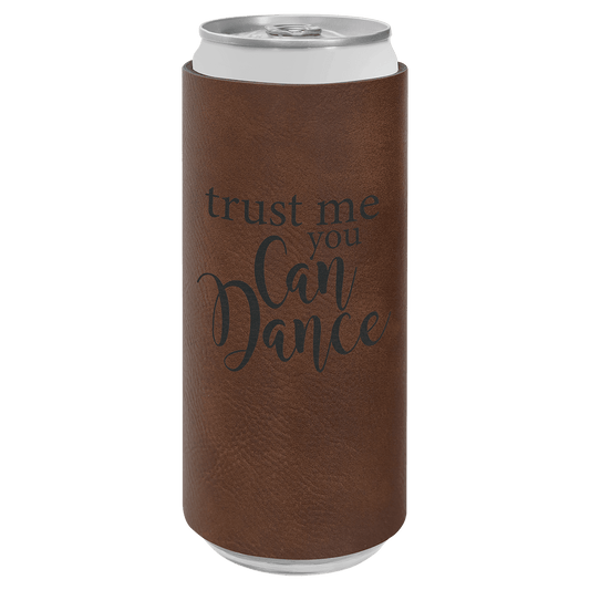Dark Brown Laserable Leatherette Slim Beverage Holder (Sold by Case of 25)