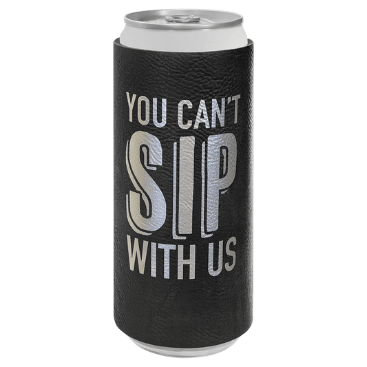 Black/Silver Laserable Leatherette Slim Beverage Holder (Sold by Case of 25)