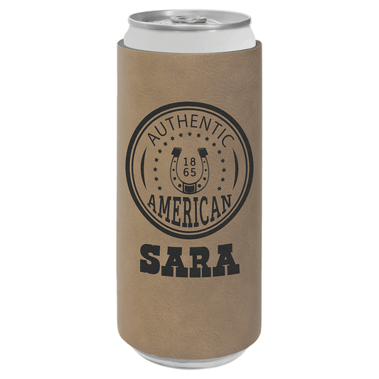 Light Brown Laserable Leatherette Slim Beverage Holder (Sold by Case of 25)