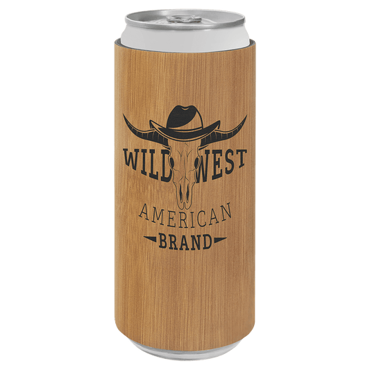 Bamboo Laserable Leatherette Slim Beverage Holder (Sold by Case of 25)