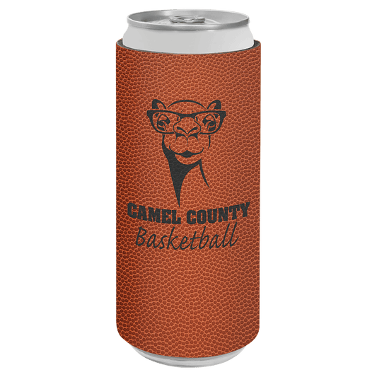 Basketball Laserable Leatherette Slim Beverage Holder (Sold by Case of 25)