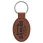 3" x 1 3/4" Football Laserable Leatherette Oval Keychain (Sold by Case of 50)
