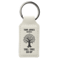 2 3/4" x 1 1/4" White Laserable Leatherette Rectangle Keychain (Sold by Case of 50)