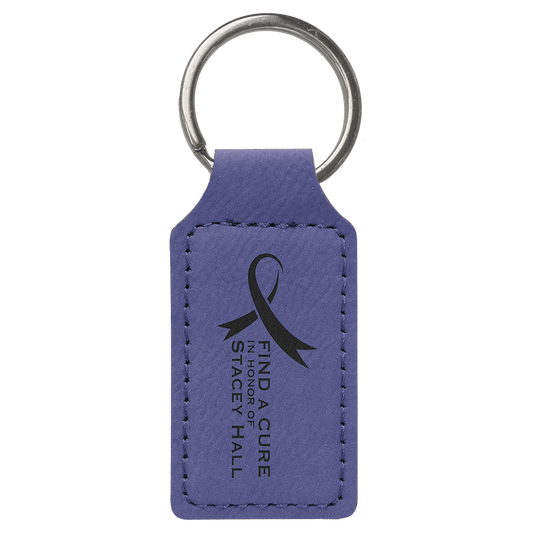 2 3/4" x 1 1/4" Purple Laserable Leatherette Rectangle Keychain (Sold by Case of 50)