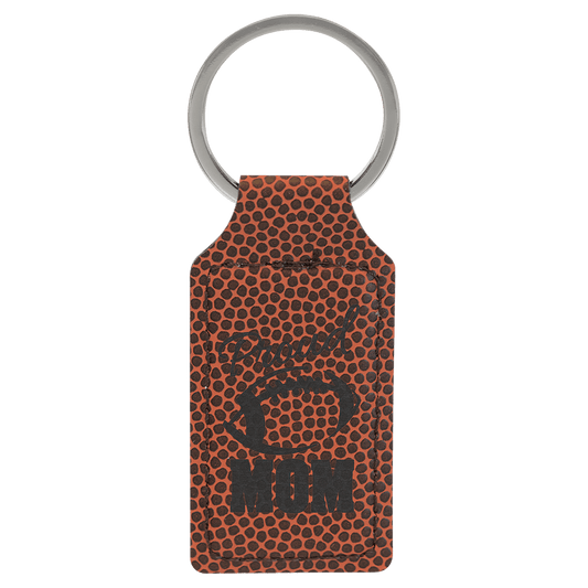 2 3/4" x 1 1/4" Football Laserable Leatherette Rectangle Keychain (Sold by Case of 50)