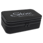 7 1/2" X 4 1/2" Black/Silver Laserable Leatherette Jewelry Box (Sold by Case of 6)