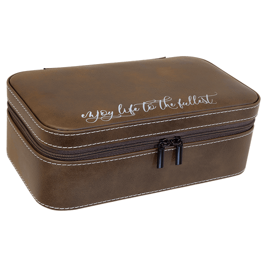 7 1/2" X 4 1/2" Rustic/Silver Laserable Leatherette Jewelry Box (Sold by Case of 6)