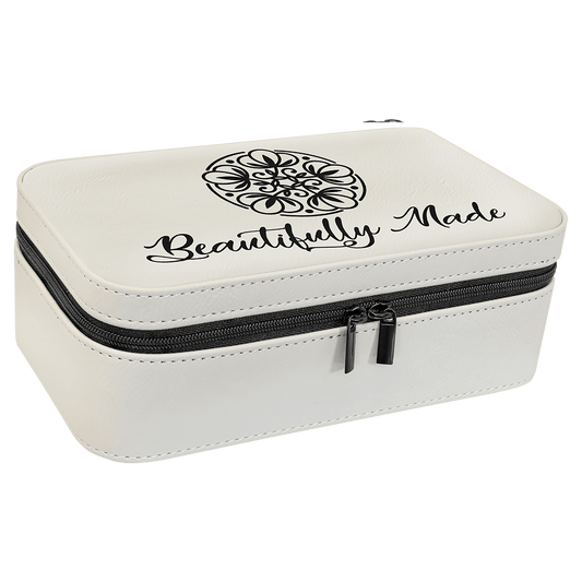7 1/2" X 4 1/2" White Laserable Leatherette Jewelry Box (Sold by Case of 6)